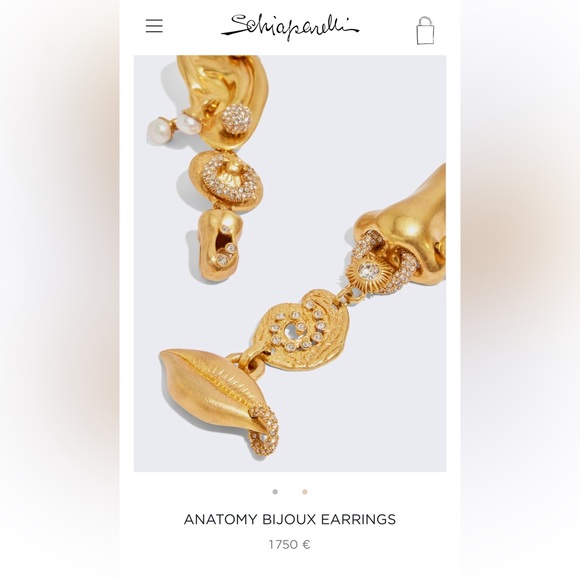 Surrealist Ear Anatomy Gold Crystal Pearl Earrings - Picture 12 of 12